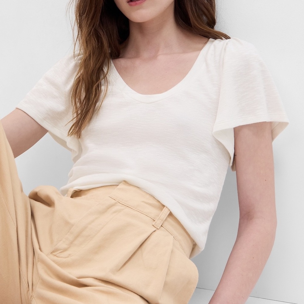 Gap Essential Rib Flutter Sleeve T-Shirt
